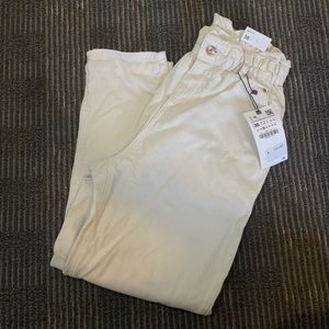 ZARA PAPERBAG CREAM PANTS